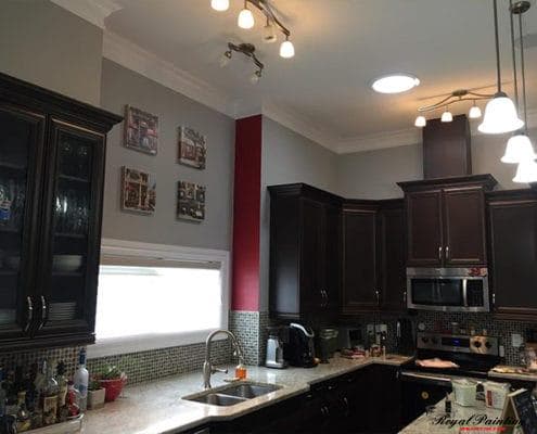 Two-tone painted cabinets in Edmonton kitchen