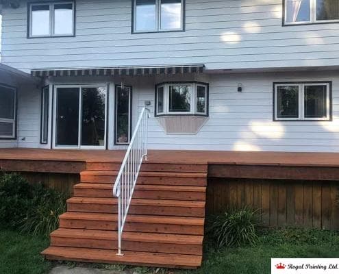 Royal Painting Edmonton exterior deck stairs and railing spainting